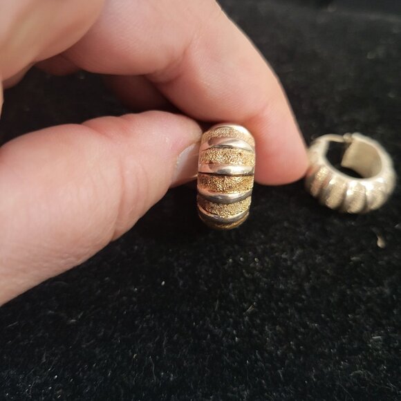 BiColored Earrings from Italy Sterling Silver-One Silver & one Gold Tone - Picture 3 of 5